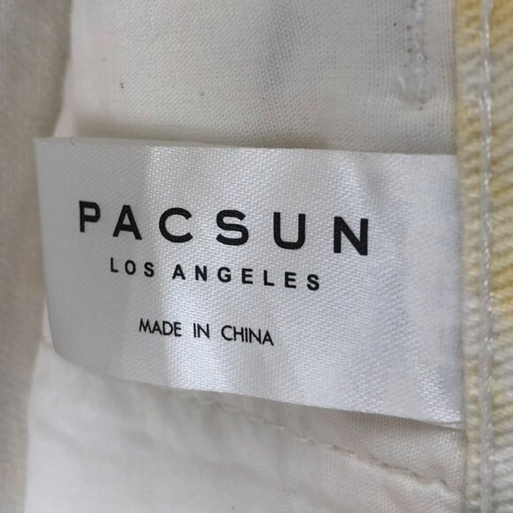 PacSun Mens Carpenter Pants 32 Yellow Cargo Tie-Dye Relaxed Fit Frayed Hem Y2K - Picture 10 of 13